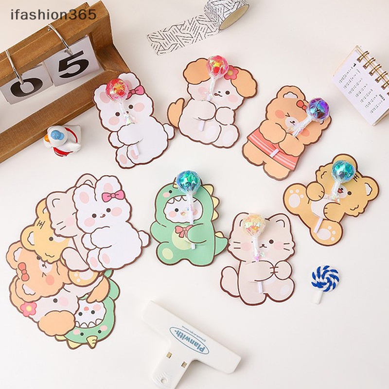 Set 20 Thiệp Kẹo Mút Hình Động Vật Dễ Thương Dùng Trang Trí Tiệc DIY ifashion365