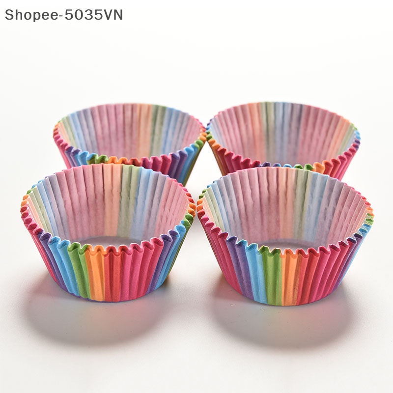 Set 100 Cốc Giấy Làm Bánh Muffin / Cupcake Nhiều Màu Sắc {akindofstar1.vn}