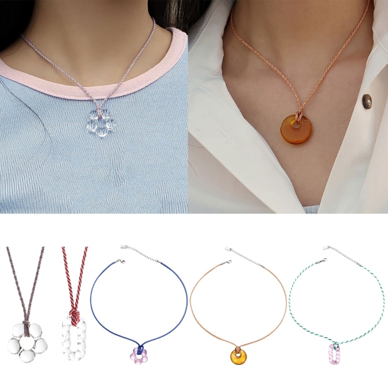 Vòng Cổ Choker Mặt Hoa Thủy Tinh Hình Chữ Nhật Đơn Giản Thời Trang