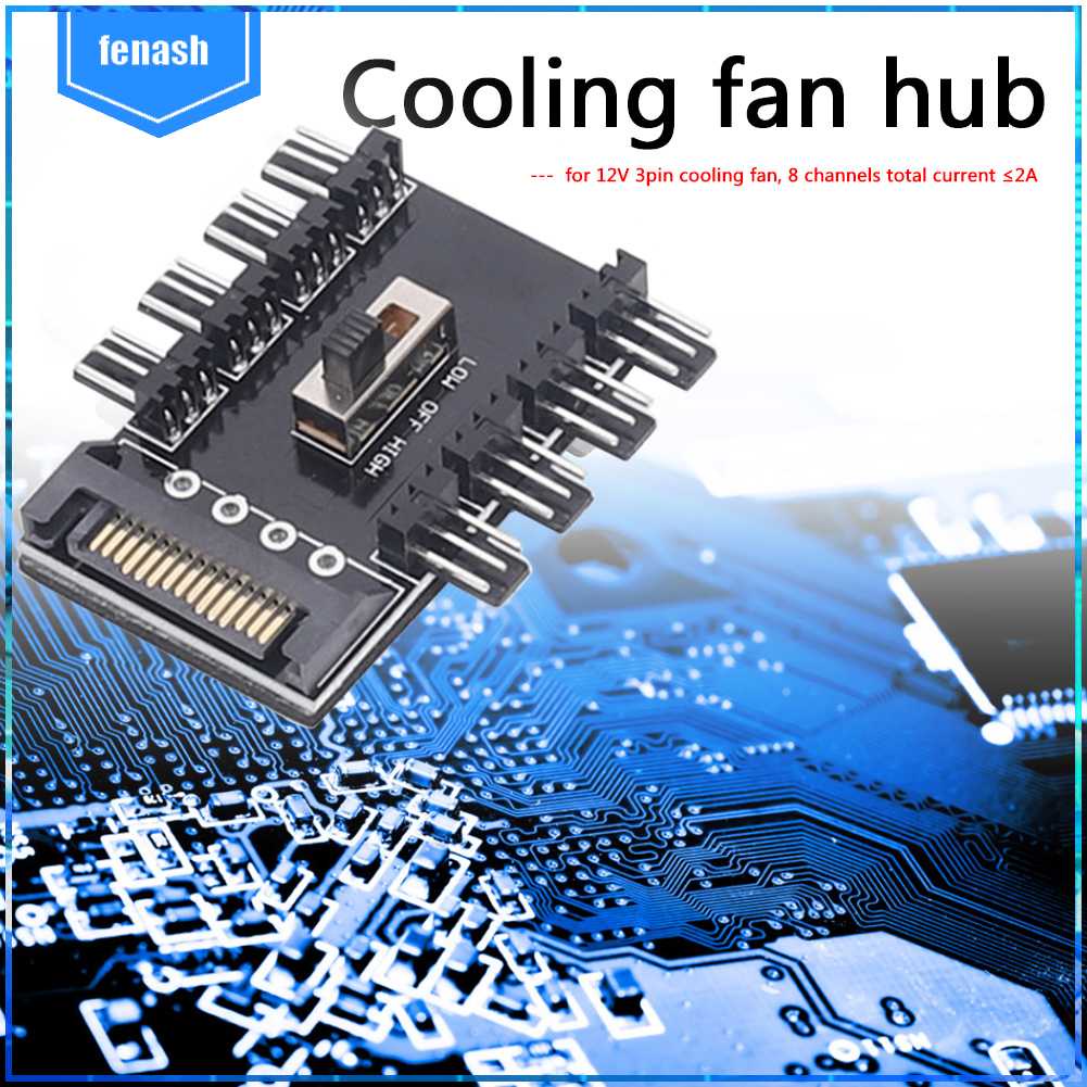 Bộ Chia Quạt Tản Nhiệt Pc SATA 1 Sang 8 3Pin 12V PCB Cho Máy Tính