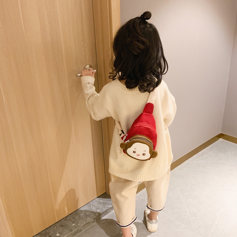 Túi Đeo Chéo Mini Hình Chú Khỉ Hoạt Hình Đáng Yêu Thời Trang Theo Phong Cách Hàn Quốc Cho Bé