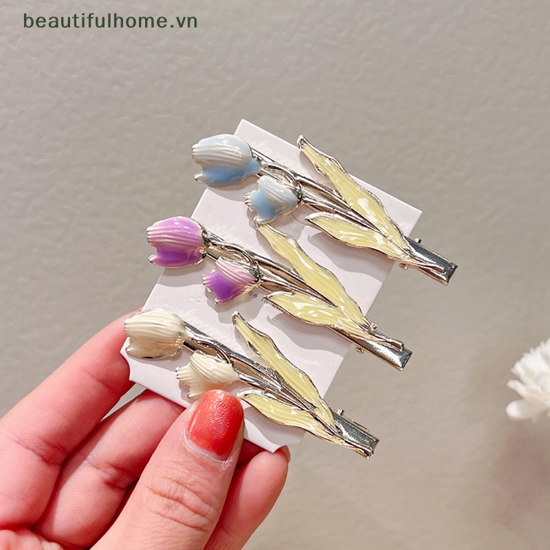Kẹp Tóc Hình Hoa Tulip Nhỏ Giọt Thời Trang Cho Nữ