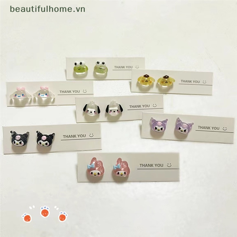 [beautifulhome] Bông Tai Sanrio Kuromi Cinnamoroll My Melody Pompompurin Bằng Nhựa Mềm Đáng Yêu Cho Nữ [beauty]