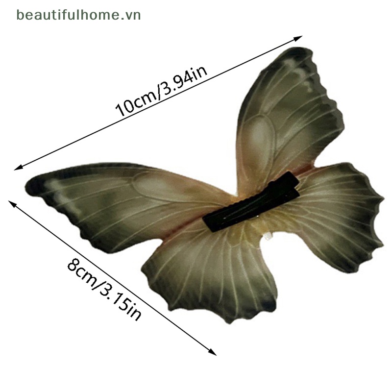 Kẹp Tóc Hình Bướm Hai Lớp Bằng Sợi Ngọc Trai Lãng Mạn Cho Nữ