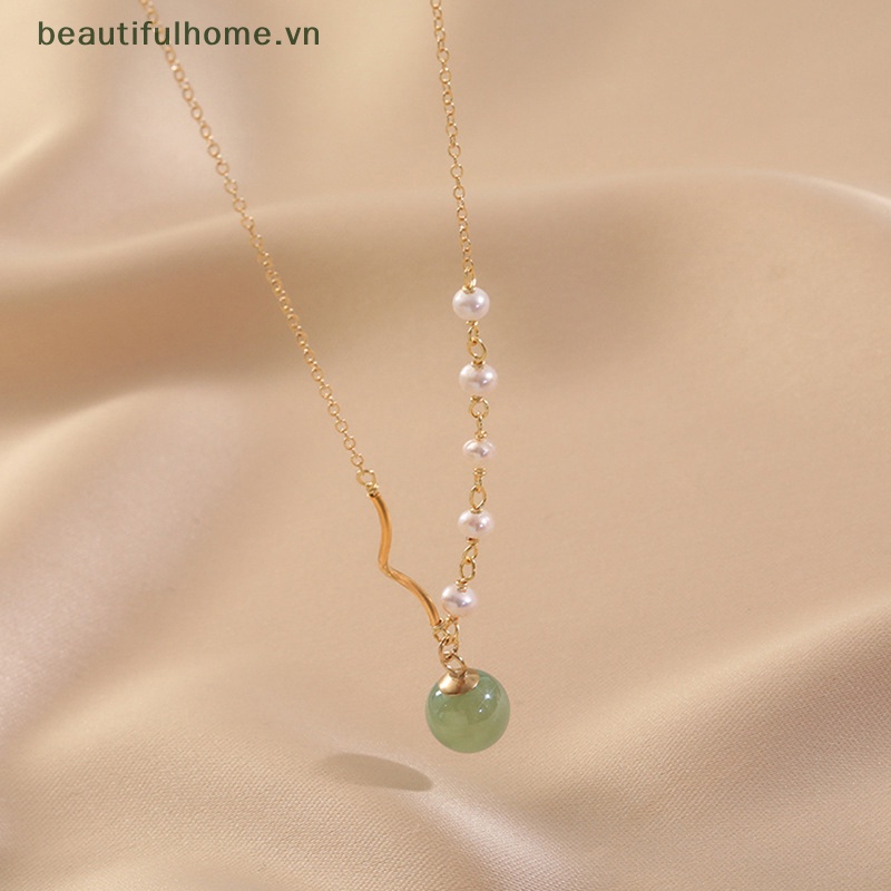 [beautifulhome] Vòng Cổ Hạt Ngọc Trai Hetian Nhỏ Thanh Lịch Màu Vàng Đồng Đính Hạt Ngọc Trai Trang Sức Cho Nữ [beauty]