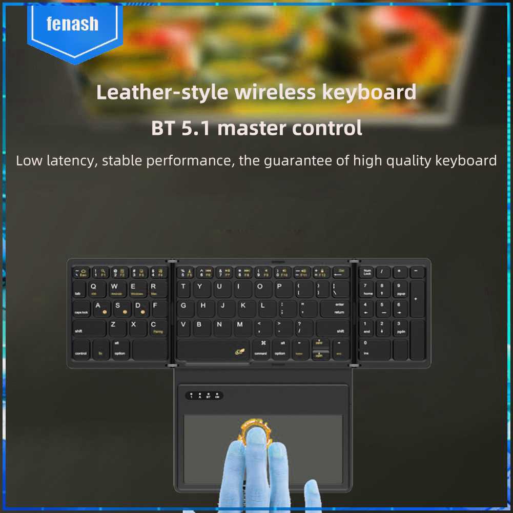 Bàn Phím Bluetooth Không Dây Gấp Gọn 2023 Có Bàn Phím Cảm Ứng Chất Liệu Da Gọn Nhẹ Cho Windows / IOS / Android Tablet