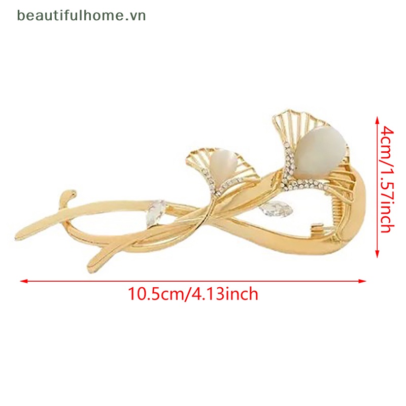 Kẹp Tóc Dạng Xoắn Đính Đá Mắt Mèo Ginkgo Biloba Thời Trang Cho Nữ [beauty]