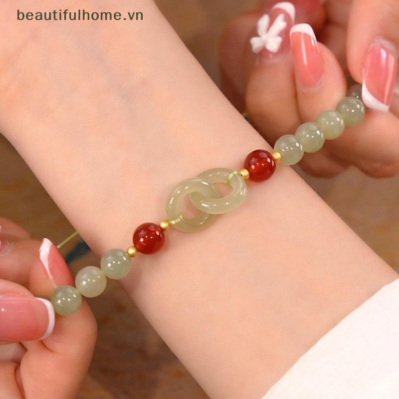 Vòng Tay Chuỗi Hạt Đá Ngọc Bích Hình Trái Tim Thời Trang Mùa Hè Cho Nữ