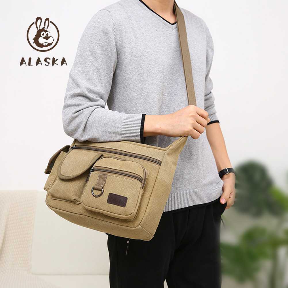 Túi Đeo Chéo Canvas Nhiều Ngăn Sức Chứa Lớn Thời Trang Cho Nam