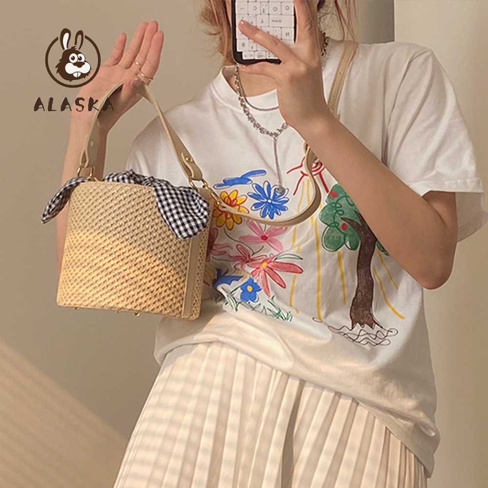 Túi Đeo Chéo / Xách Tay / Đeo Vai / Xách Tay Đan Sợi Hạt Kẻ Sọc Phối Nơ Thời Trang Mùa Hè