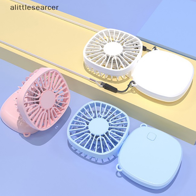 Quạt USB Mini Hình Vuông Cầm Tay / Đeo Cổ Có Thể Sạc Lại Tiện Dụng Cho Văn Phòng