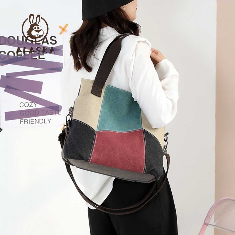 Túi Đeo Chéo Bằng Vải Canvas Nhiều Ngăn Thời Trang Giản Dị Dành Cho Nữ
