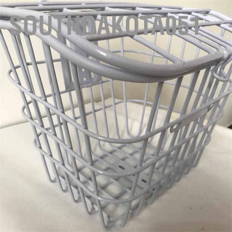 Southdakota051 Giỏ xe đạp điện Tất cả các ống kim loại Xe phía trước và sau treo trang trí màu trắng