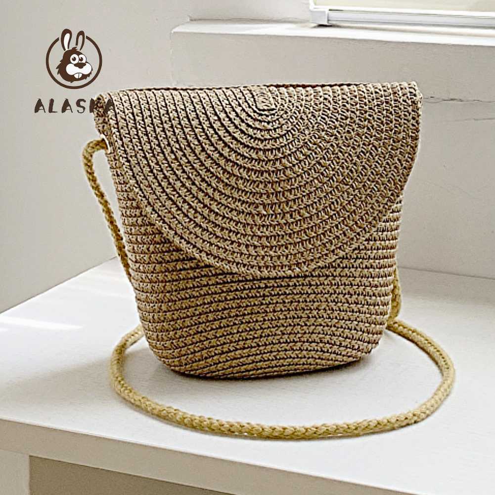 Túi Rơm Đeo Chéo Màu Trơn Dùng Đi Biển Mùa Hè