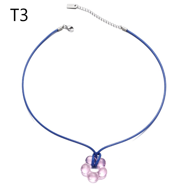 Vòng Cổ Choker Mặt Hoa Thủy Tinh Hình Chữ Nhật Đơn Giản Thời Trang