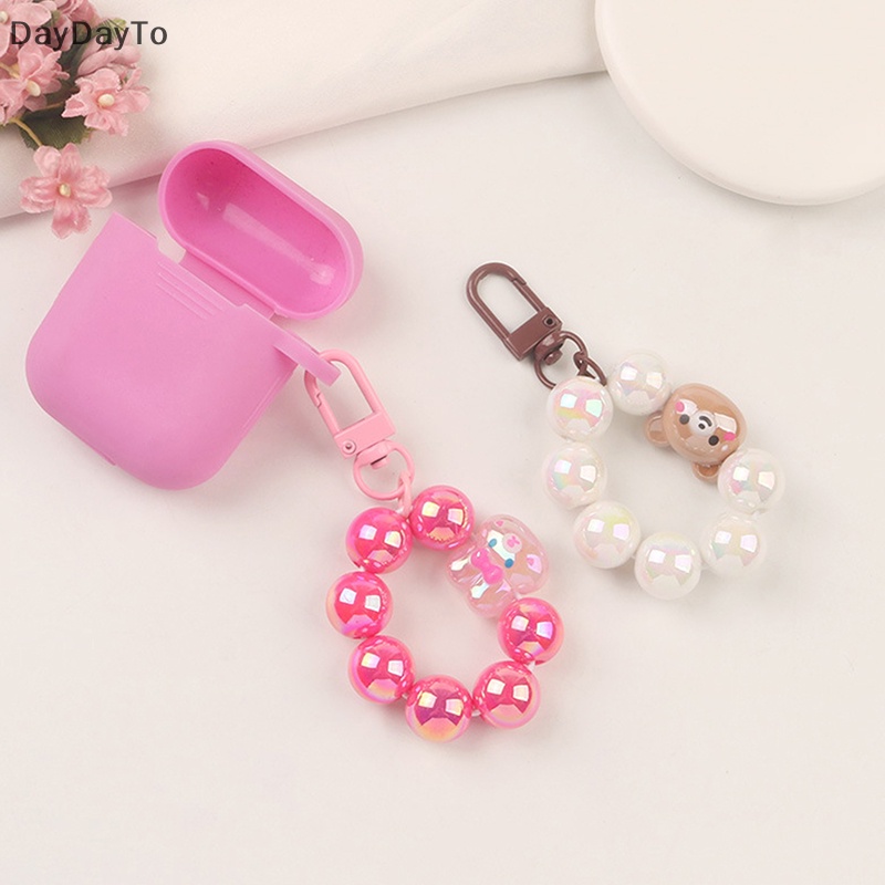 Móc Chìa Khóa Đính Hạt Màu Trơn Hình Gấu / Thỏ Dễ Thương