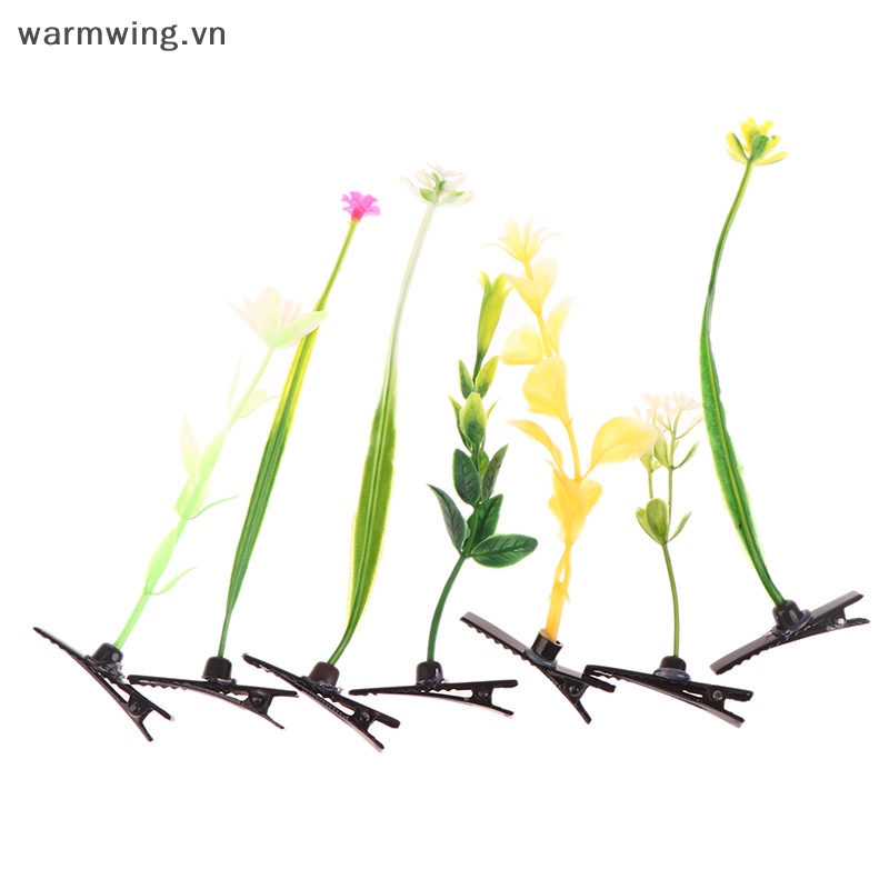 Set 5 Kẹp Tóc Hình Cây Nấm / Bông Hoa / Đôi Cánh Giữ Ấm Vui Nhộn Thời Trang Unisex