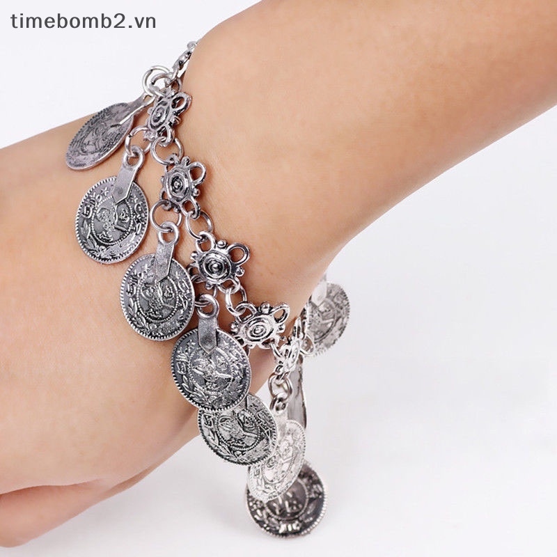 Lắc Chân Hình Đồng Xu Bạc Phong Cách Boho Gypsy Thời Trang Cho Nữ