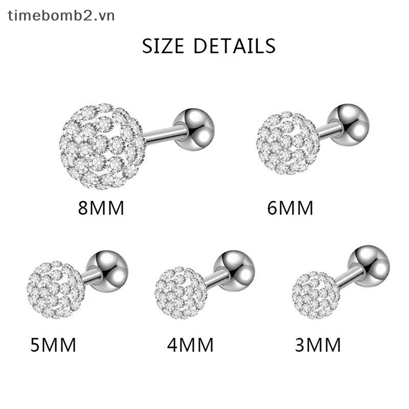 {Timebomb} Khuyên Xỏ Xỏ Tai / Lông Mày / Môi / Rốn Bằng Thép Phẫu Thuật Đính Pha Lê Helix Bên Trong Cho Nữ