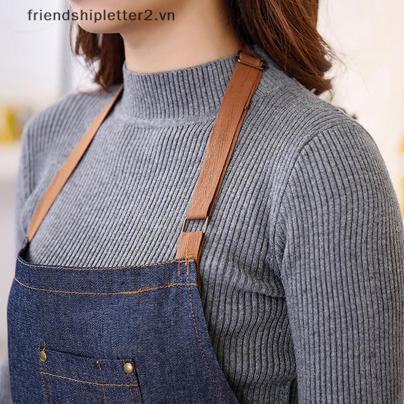 Tạp Dề Nấu Ăn Vải Denim Có Túi Tiện Lợi