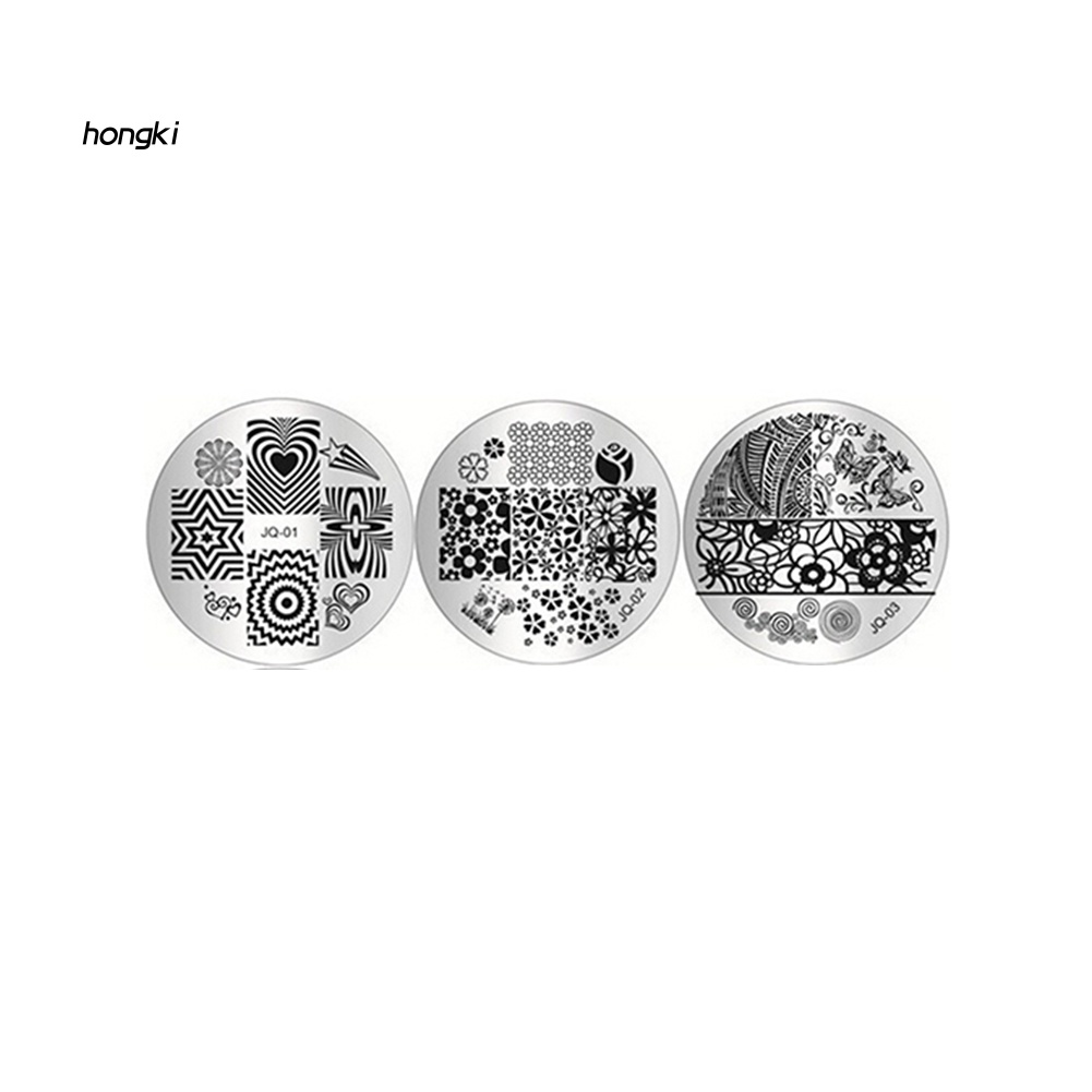 Set 10 Con Dấu Trang Trí Móng Tay + Dụng Cụ Dán Hình Tròn Tiện Dụng