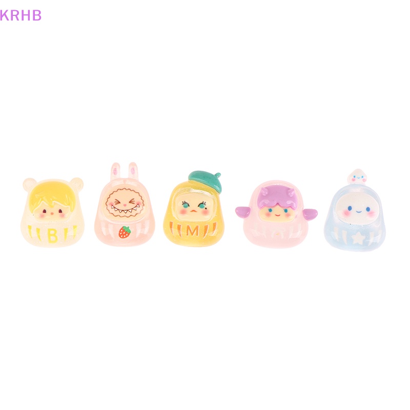 Set 5 Mặt Dây Chuyền Hình Búp Bê Dharma Bằng Resin Phát Quang Dễ Thương DIY Mới