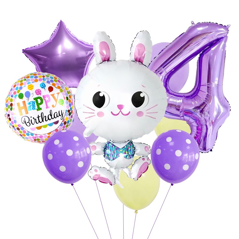 Set 12 Bong Bóng Lá Nhôm Hình Thỏ Phục Sinh Dùng Để Trang Trí Tiệc Sinh Nhật Tiện Dụng