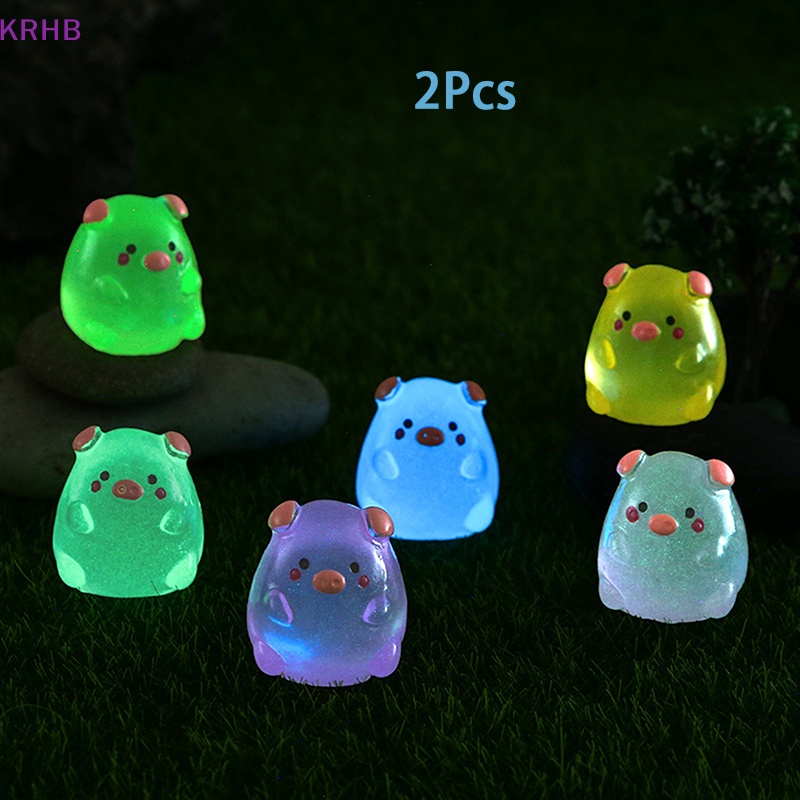 Bộ 2 Tượng Heo Con Phát Quang Xinh Xắn Dùng Trang Trí Tiểu Cảnh Mới