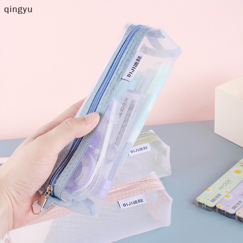 Túi Đựng Bút Dạng Lưới Trong Suốt Có Khóa Kéo Tiện Lợi
