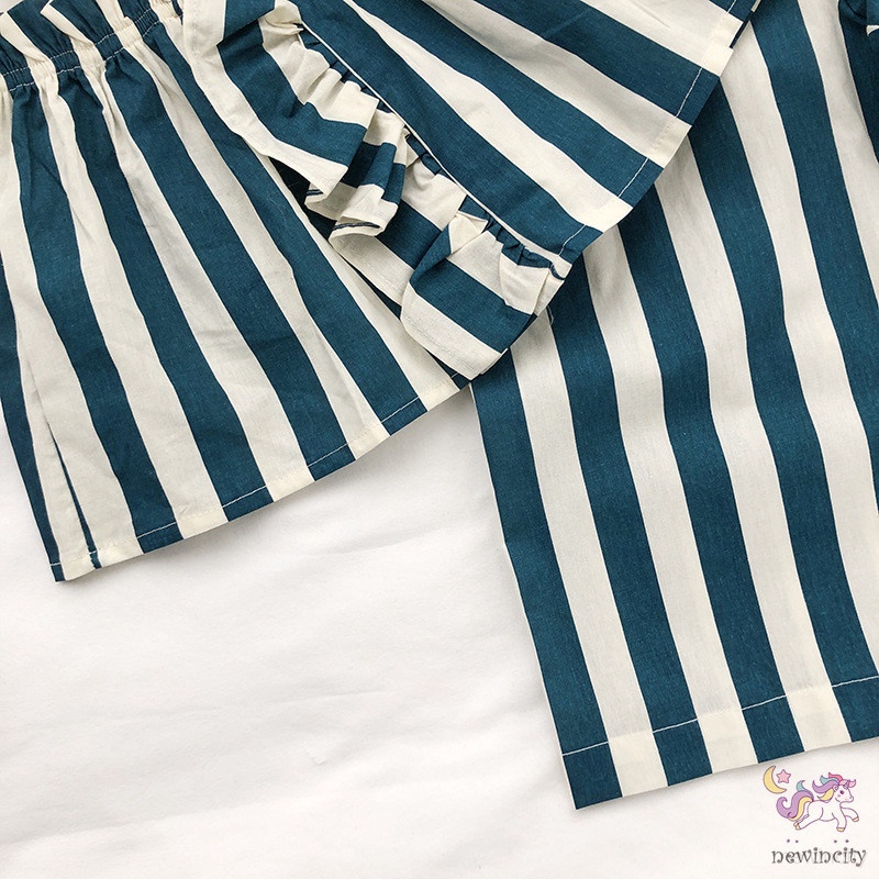 Set Áo Hai Dây Họa Tiết Kẻ Sọc Và Quần Dài Ống Rộng Thời Trang Mùa Hè Hàn Quốc Cho Bé Gái