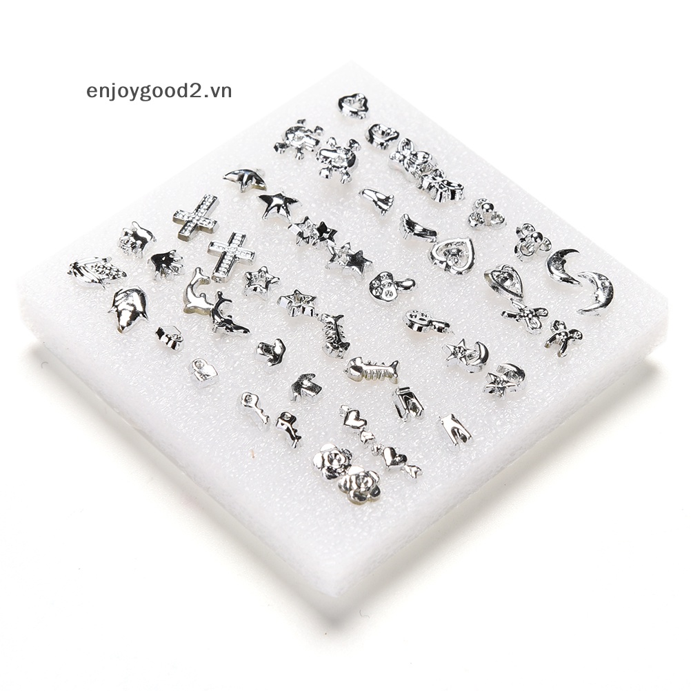 & Enjoy & Set 24 Đôi Bông Tai Nhựa Mạ Bạc Thời Trang Bán Sỉ