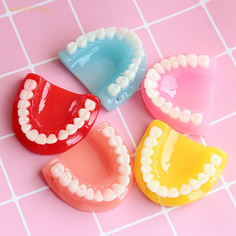 Mặt Vòng cổ Hình Hàm Răng Giả Bằng Nhựa Resin Làm Móc Khóa DIY