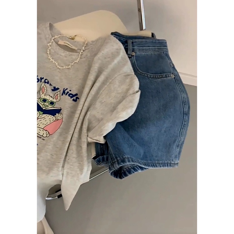 HIIXIIVI Áo Thun 100% Cotton Tay Ngắn Dáng Rộng Thời Trang Mùa Hè Phong Cách Hàn Quốc Cho Nữ