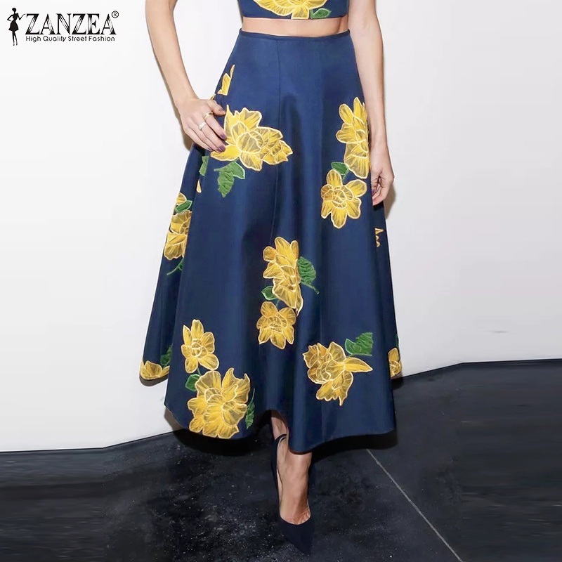 Zanzea Chân Váy Dài Dáng Rộng Có Túi Và Khóa Kéo Thời Trang Cho Nữ