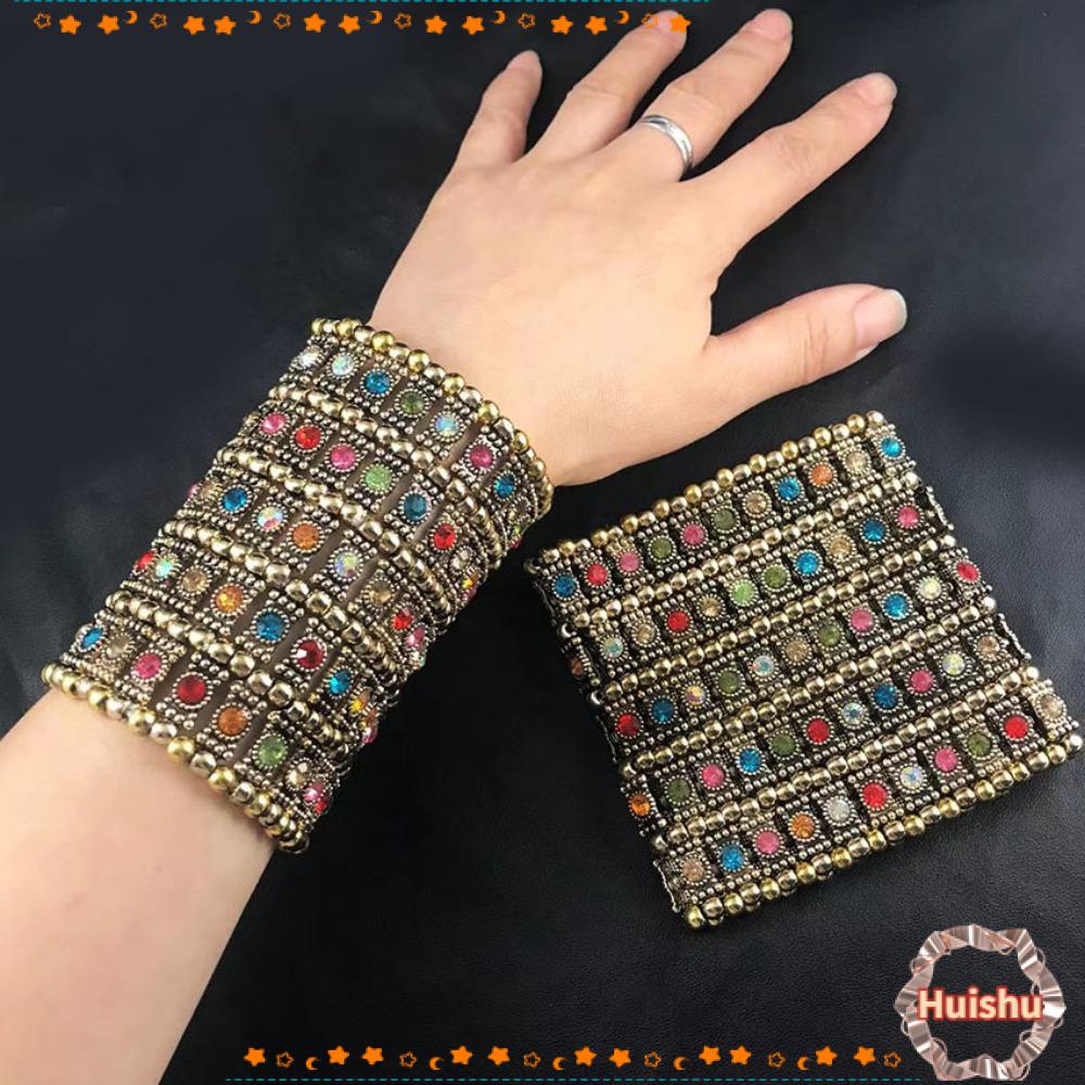 Vòng Đeo Tay Bản Rộng Co Giãn Phong Cách Retro|Vòng Tay Chuỗi Hạt Thời Trang Dành Cho Nữ