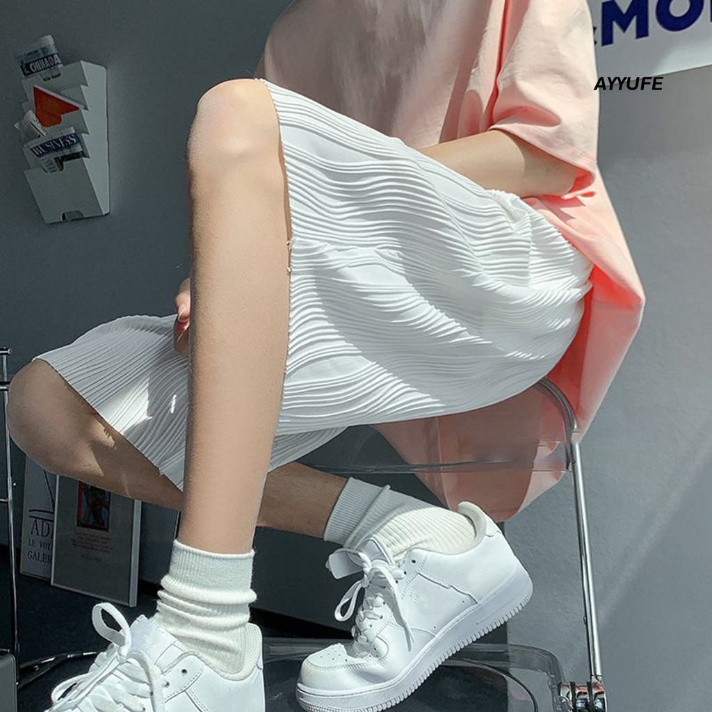 Quần Short Thể Thao Ống Rộng Vải Lụa Lạnh Màu Trơn Phối Túi Lưng Thun Co Giãn Tốt Thời Trang Cho Nam