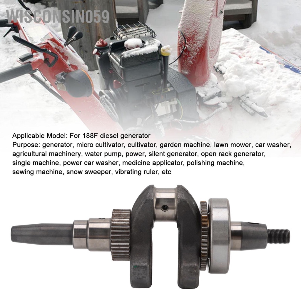 Wisconsin059 Trục Khuỷu Spline cho Bộ Làm Mát Không Khí Xi Lanh Đơn 5kw với Vòng Bi Bánh Răng 6308 Máy Phát Điện Diesel 188F