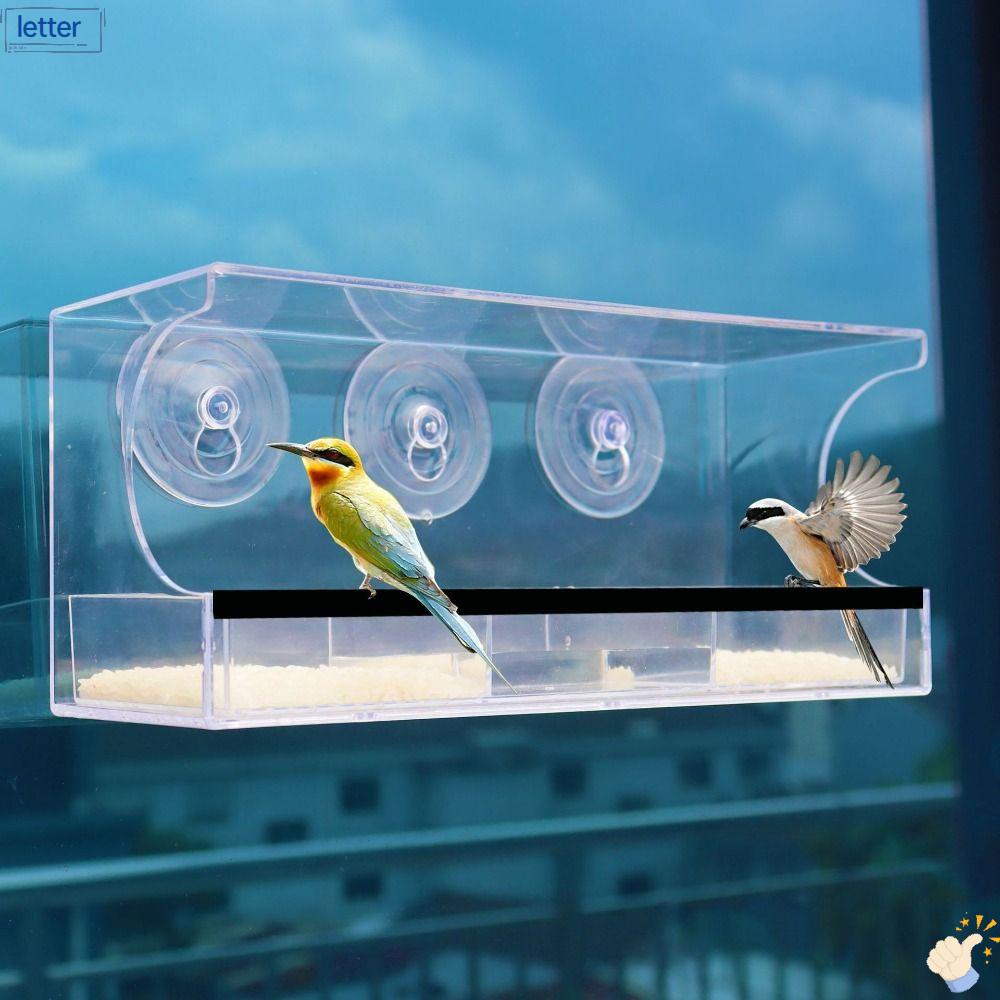 Hộp Đựng Thức Ăn Cho Chim Bằng Kính Có Giác Hút Gắn Cửa Sổ Tiện Dụng