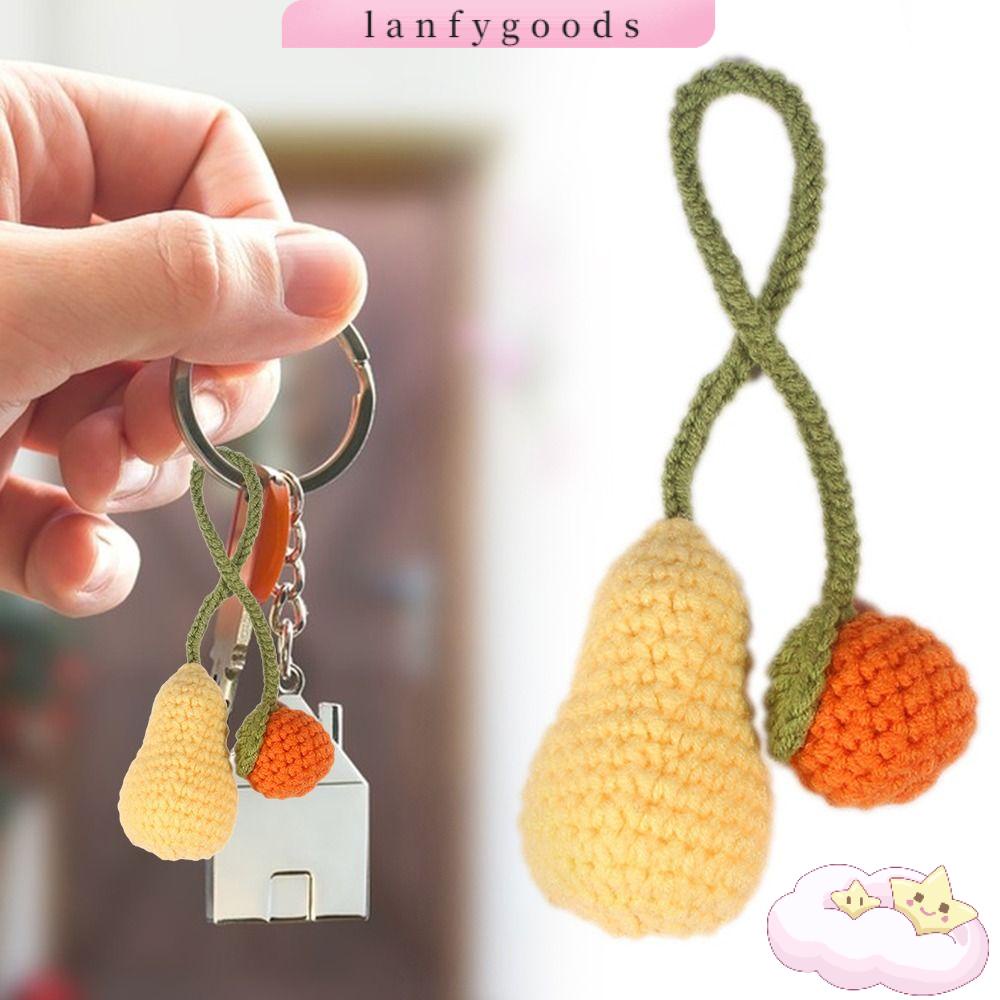 LANFY Móc Khóa Hình Trái Cây Đan Len Thủ Công Siêu Bền Trang Trí Nhà Cửa / Xe Hơi
