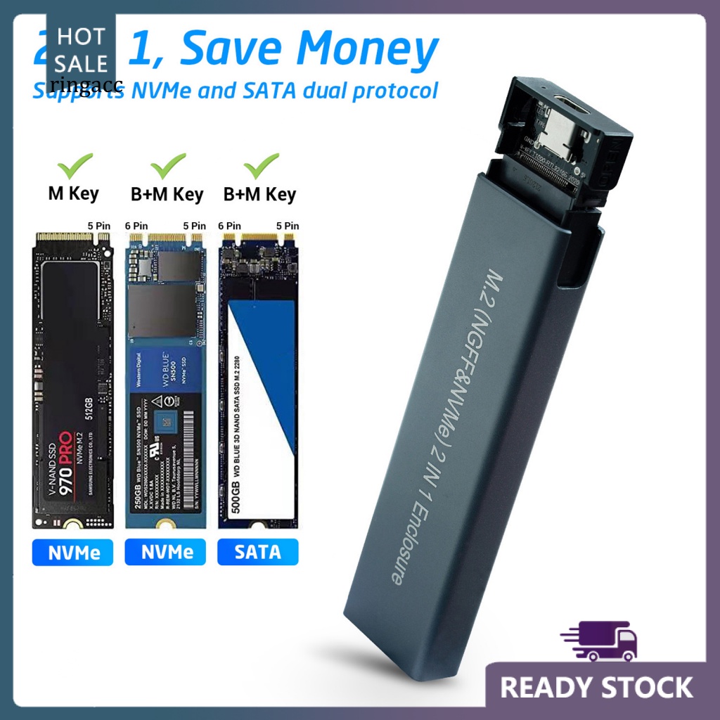 Hộp Đựng Ổ Cứng Ngoài SSD Tốc Độ Cao Đa Năng M.2 NVME / SATA USB3.0