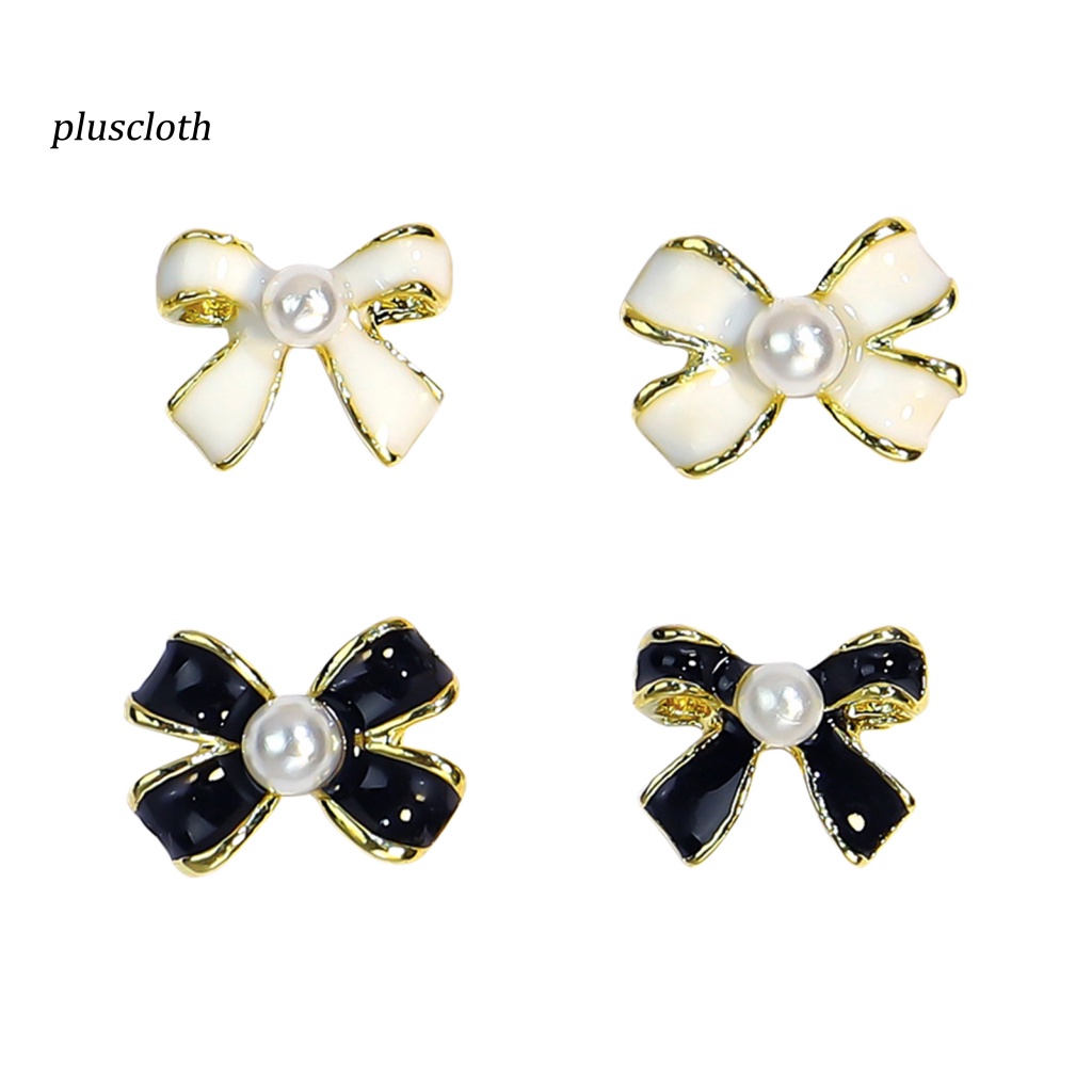 &lt; Pluscloth &gt; Set 3 Nơ Đính Ngọc Trai Giả Ba Chiều Phong Cách Pháp Trang Trí Móng Tay Nghệ Thuật DIY