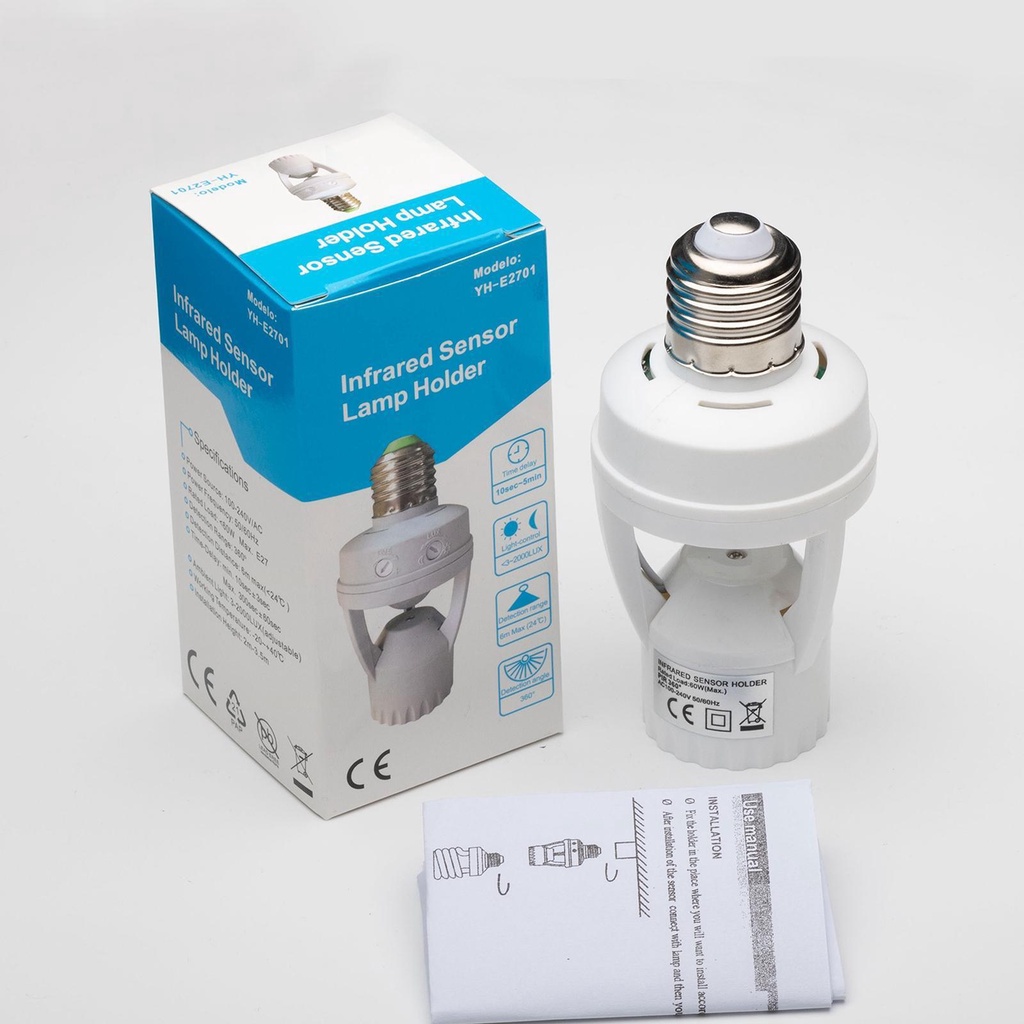 Ổ Cắm Đèn Cảm Biến Chuyển Động E27 AC Cho Hành Lang