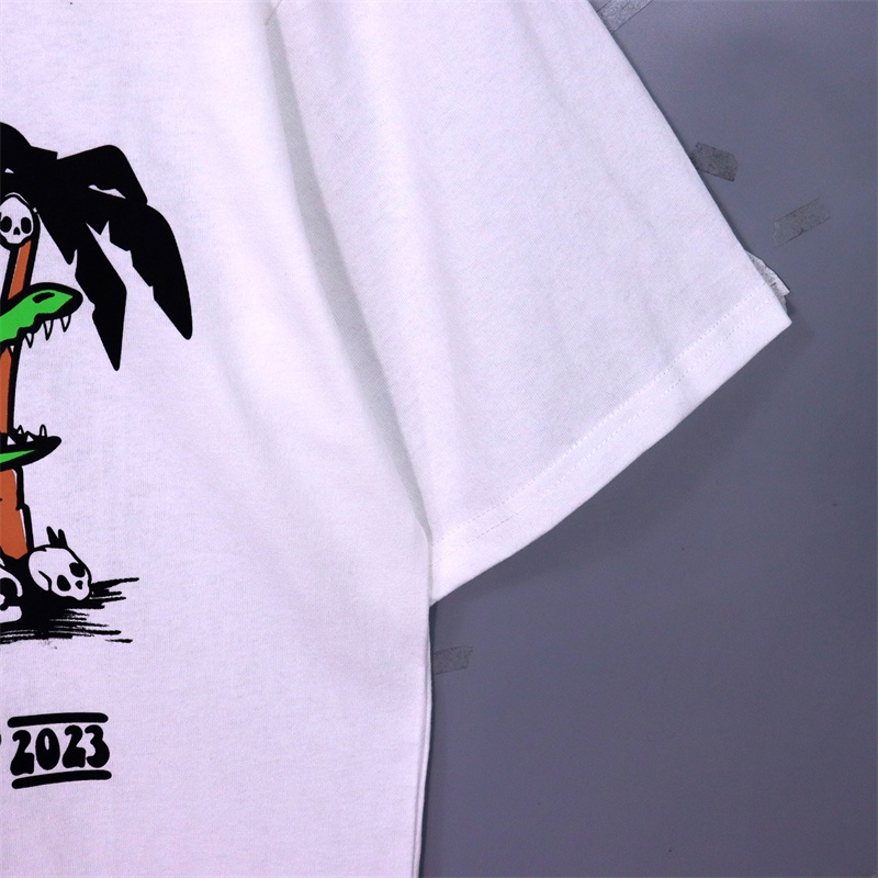 Áo Thun Cotton Cổ Tròn Tay Ngắn In Hình Cá Sấu PalmAngels Thời Trang Mùa Hè Cho Nam Và Nữ