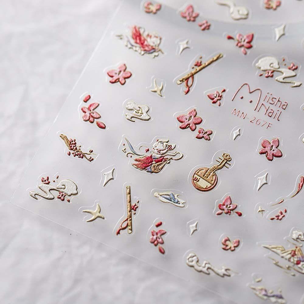 Nhãn Dán Móng Tay Hình Hoa Đào Nở Nhiều Màu Cho Nữ