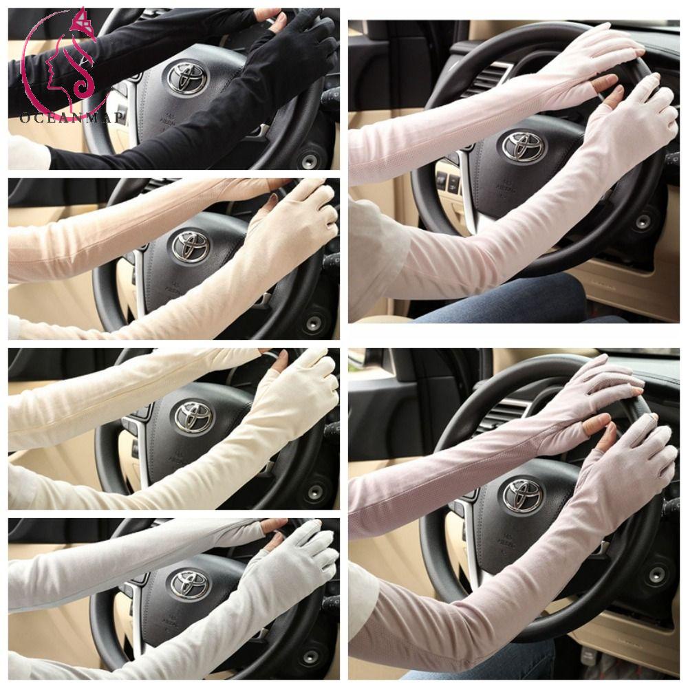 Găng Tay Dài Năm Ngón Chống Nắng Giữ Ấm Co Giãn Thoáng Khí Bảo Vệ 2 Ngón