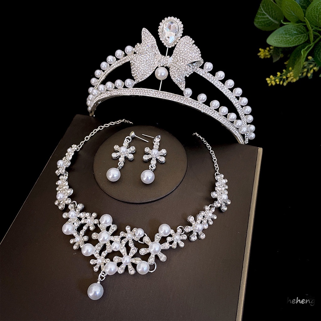 Bộ Vòng cổ + Bông Tai + Vương Miện Thời Trang Cho Cô Dâu
