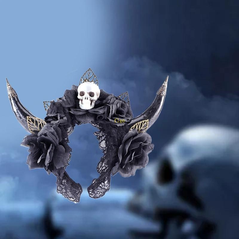 Cài Tóc Hình Sừng Cừu Đính Hoa Hóa Trang Halloween
