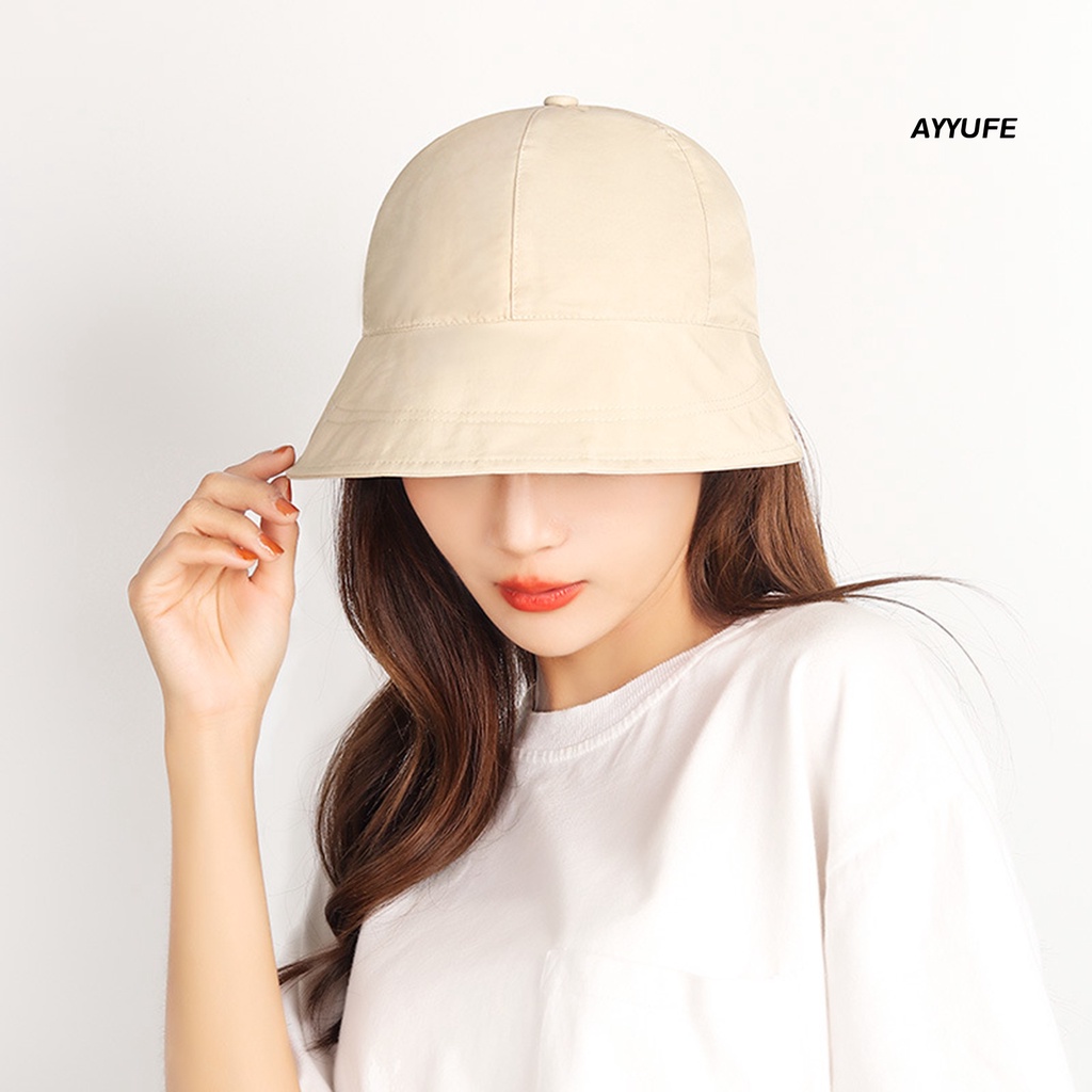 Mũ Rộng Vành Chống Nắng Chống Tia UV Màu Trơn Thoáng Khí Có Dây Rút Tùy Chỉnh Thời Trang Mùa Hè Cho Nữ