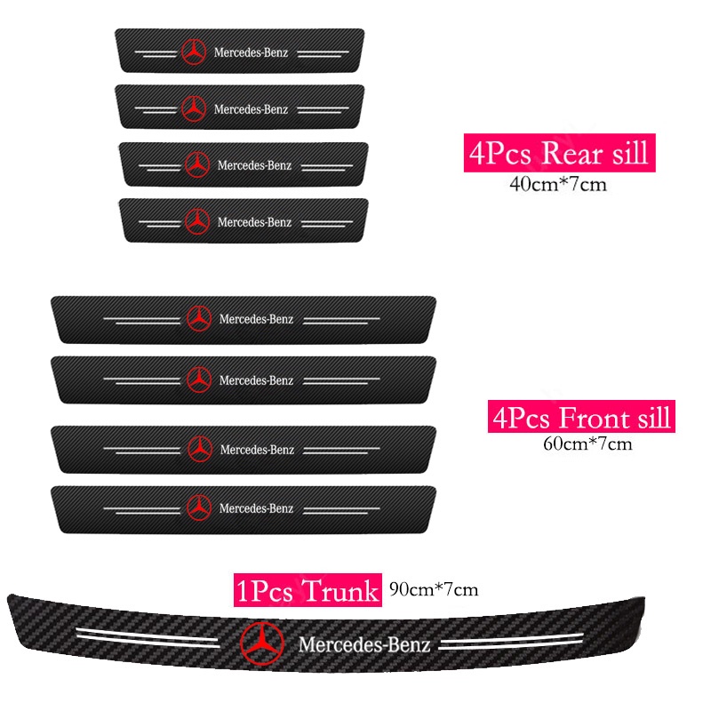 Sticker Sợi Carbon Dán Cửa Xe Hơi Mercedes Benz AMG E200 W210 W203 W204 W211 W205 W212 W203 C200 E350 A180 CLA A45 C200 GLC