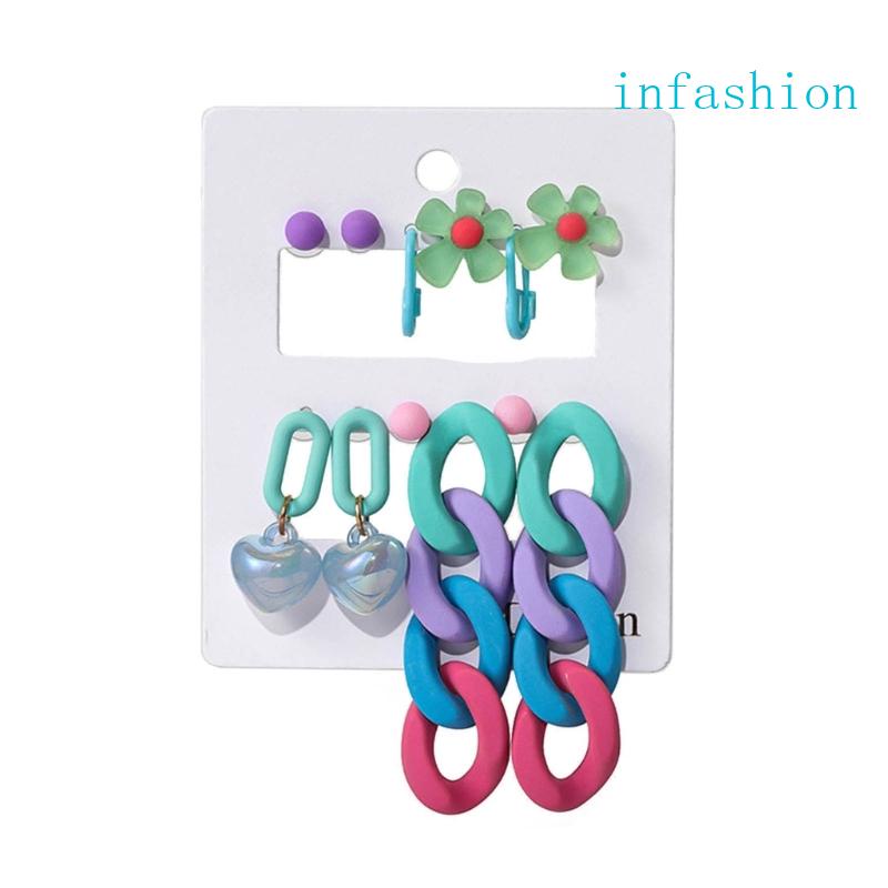 Bộ Khuyên Tai Dopamine Acrylic Dáng Thả Dài Độc Đáo